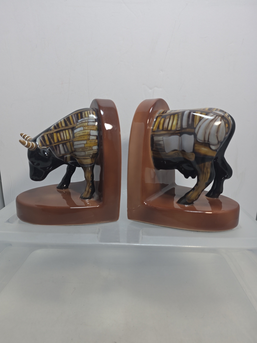 CowParade Cow-To Book Bookends #7412 Westland Giftware 2001 Library (AQ)